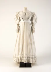 White cutwork hand-embroidered cotton dress, 1824